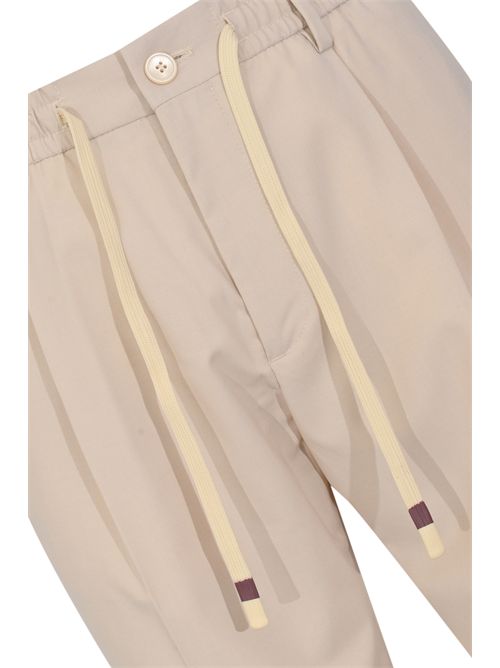Pantalone con coulisse in misto viscosa stretch Sabbia DANIELE ALESSANDRINI | DUPL0008 PL01012010